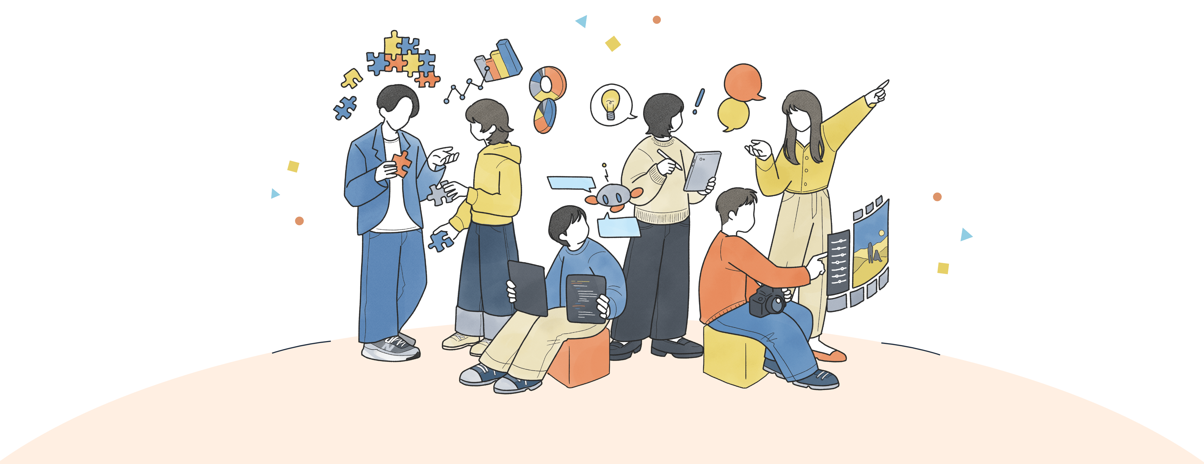 UTATA合同会社のメンバーたちのイラスト