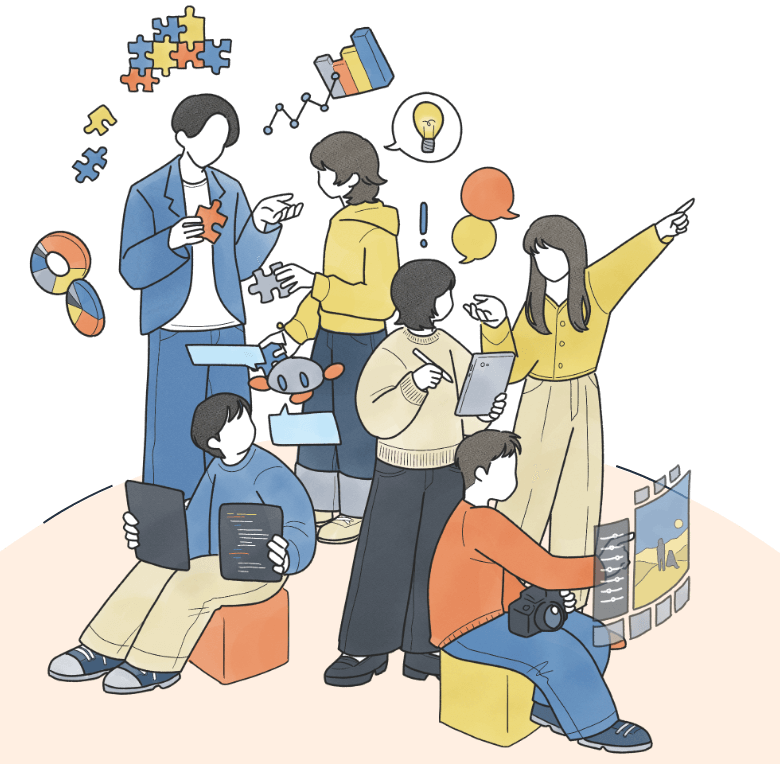 UTATA合同会社のメンバーたちのイラスト